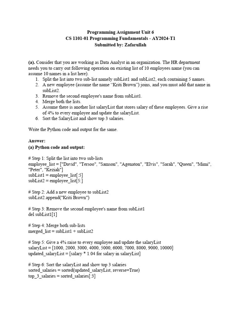 Programming Assignment Unit 6 | PDF