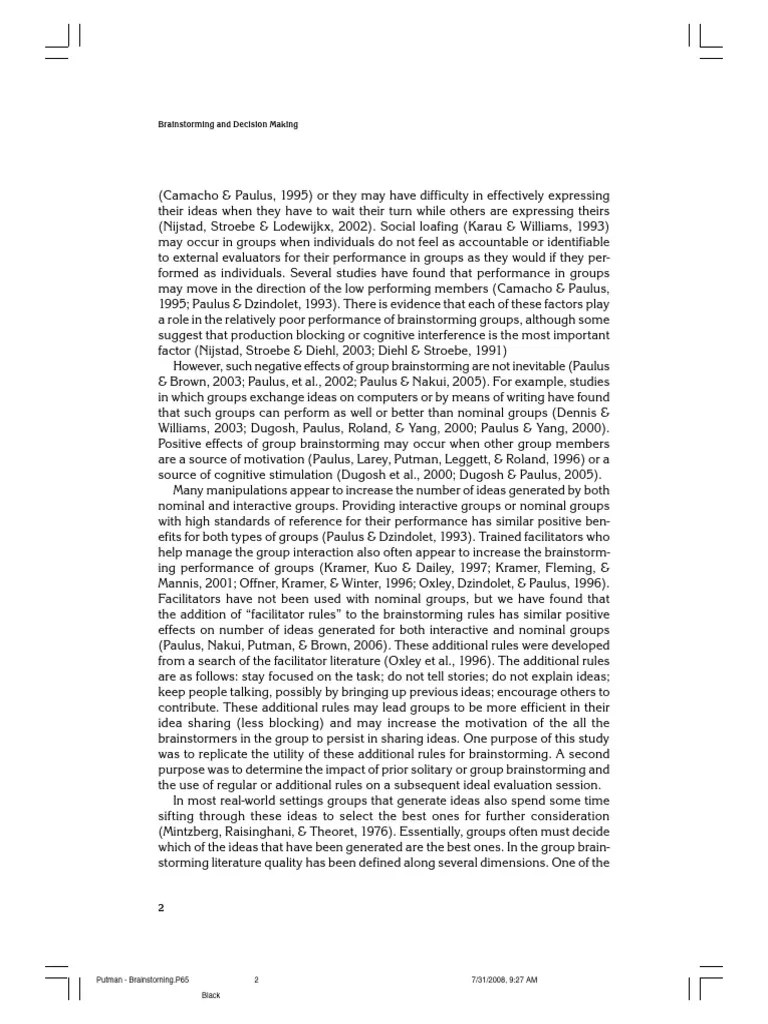 Brainstorming Brainstorming Rules And Decision Mak | PDF
