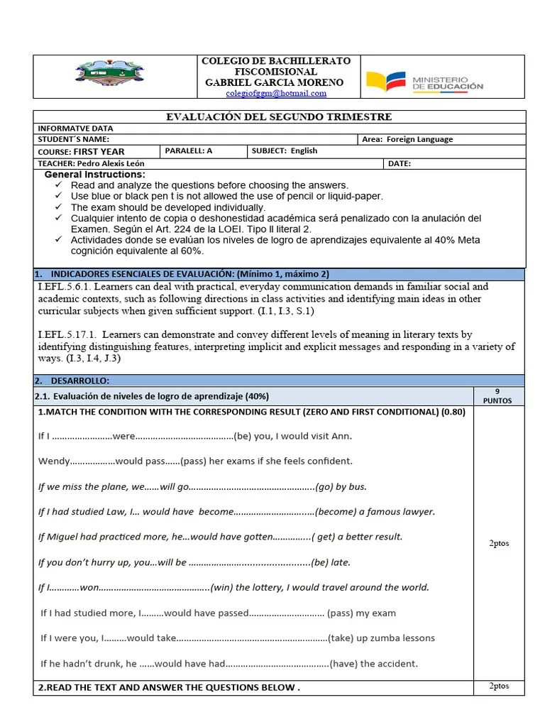 Evaluación Primero Ingles | Download Free PDF | Linguistics