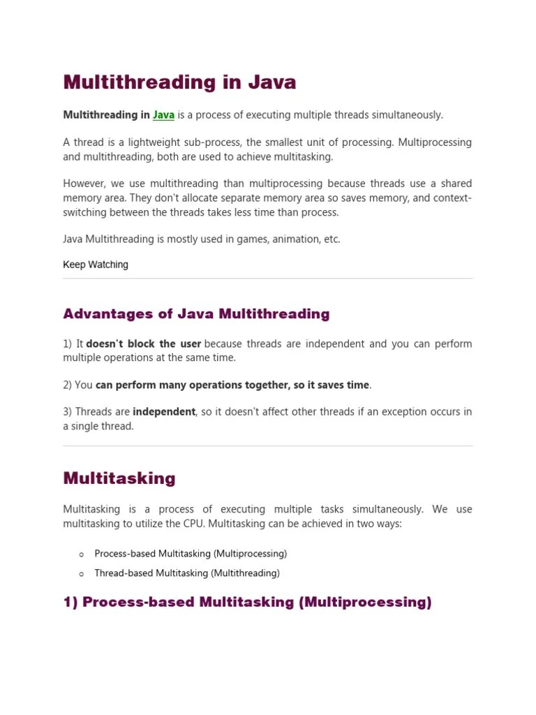 Multi Threading | PDF | Process (Computing) | Thread (Computing)