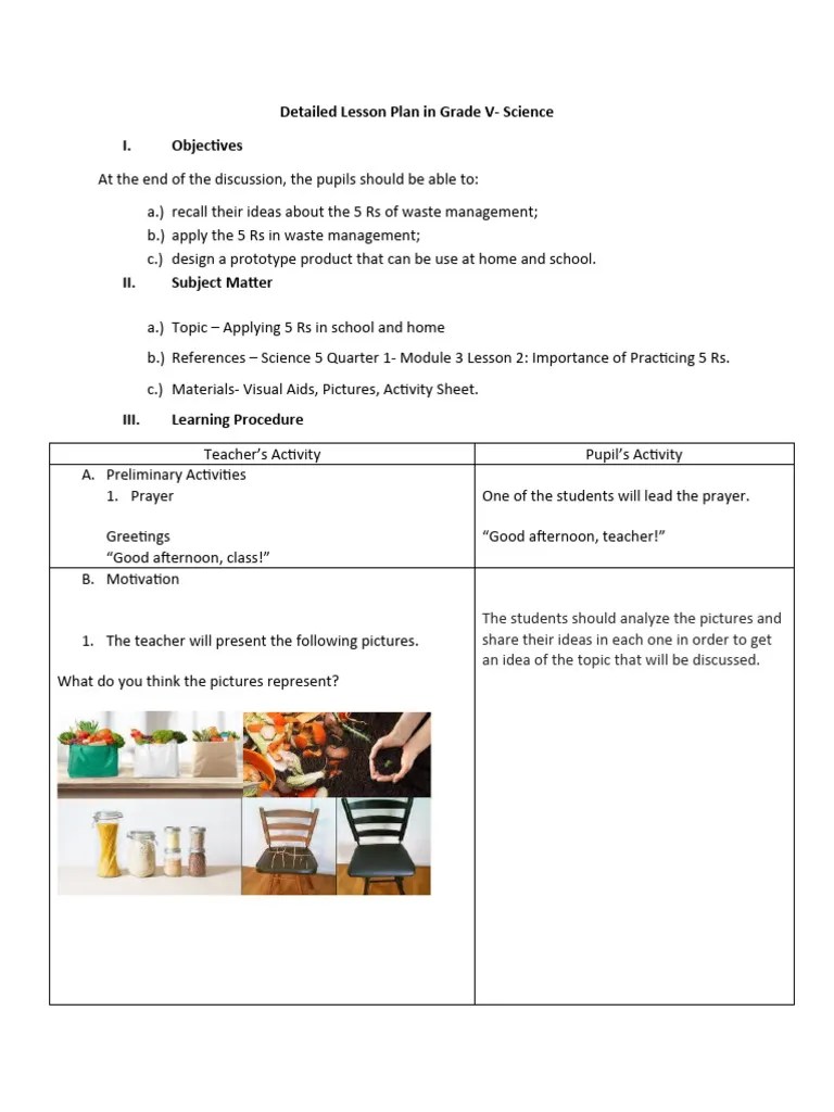 Detailed Lesson Plan In Grade V - Science | PDF | Waste Management ...