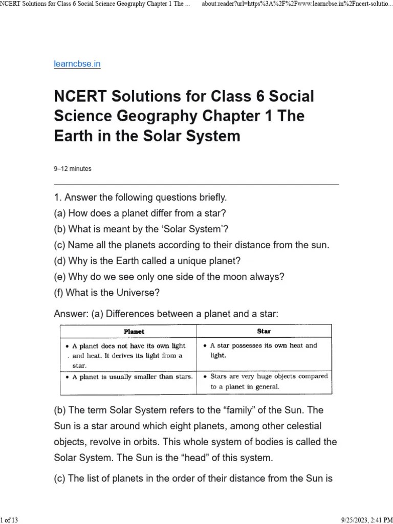 The Earth In The Solar System | PDF | Planets | Solar System