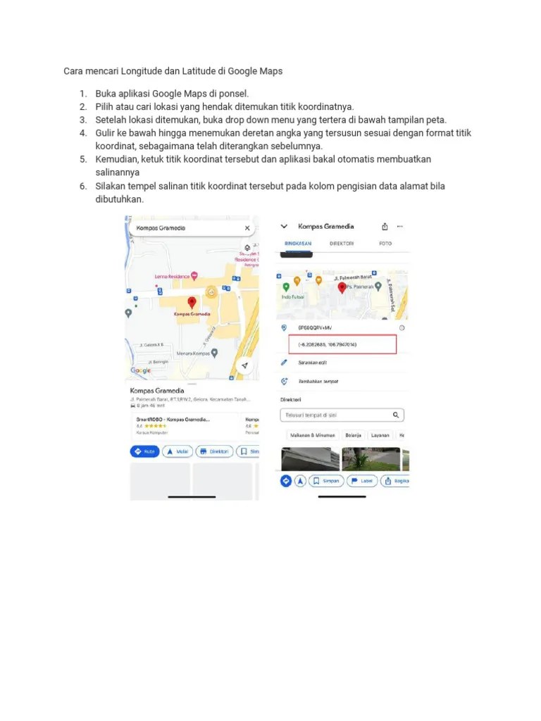 TUTORIAL - Mencari Alamat Longitude Dan Latitude Di Google Maps | PDF