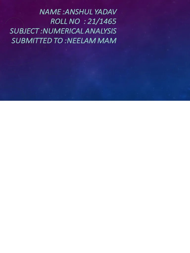 Numerical Analysis | PDF