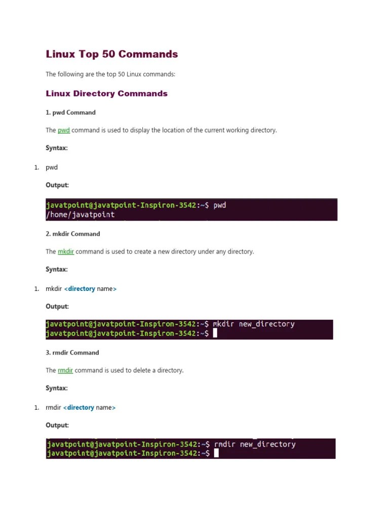 Linux Top 50 Commands | PDF