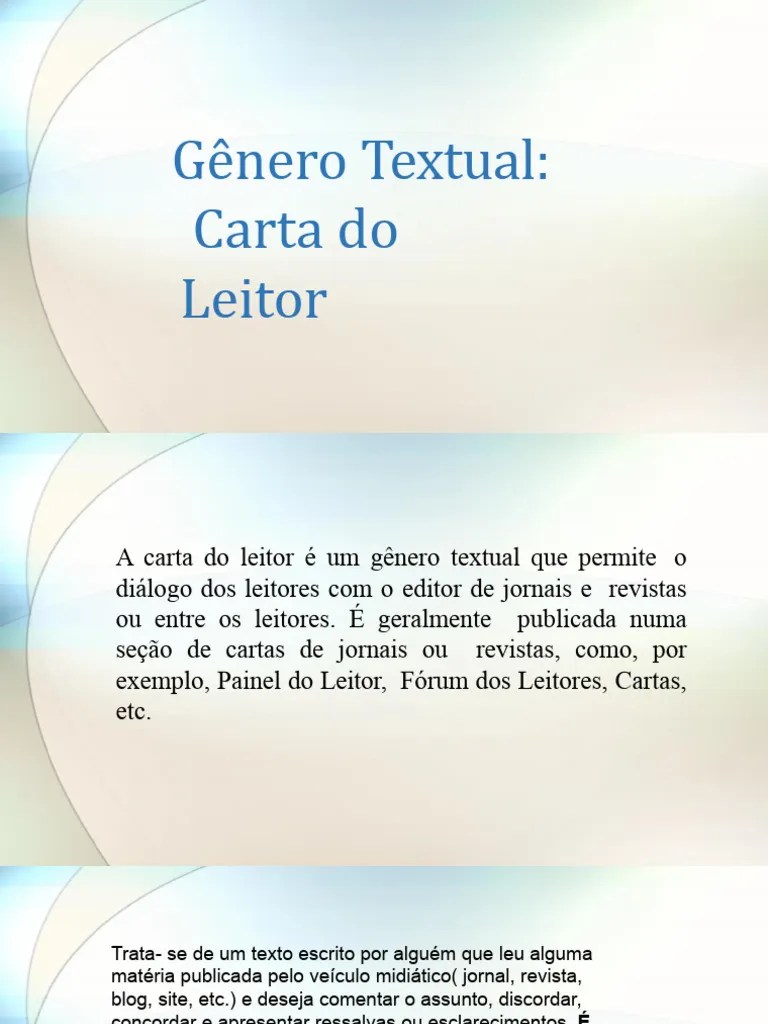 Gênero Textual_ Carta Do Leitor | PDF | Editorial