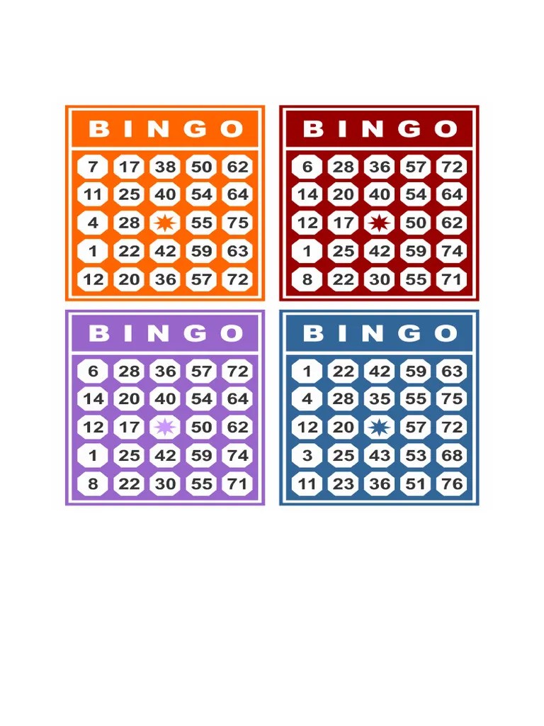 Free printable number bingo cards
