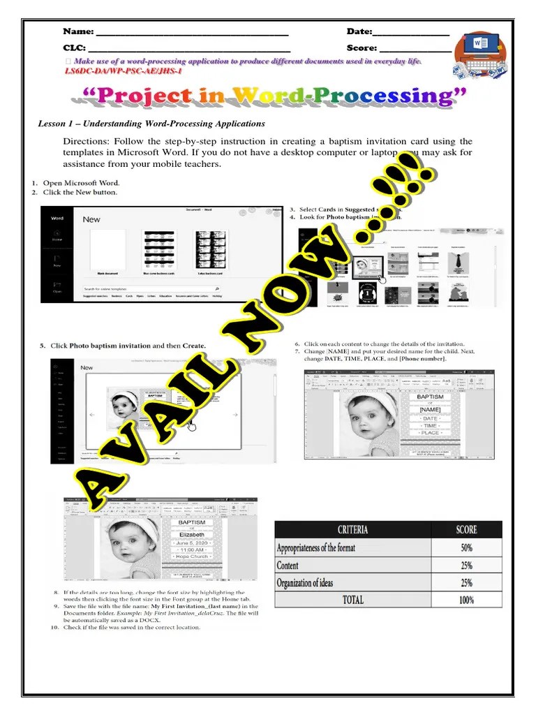 LS6-Word Processing-Lesson Template | PDF