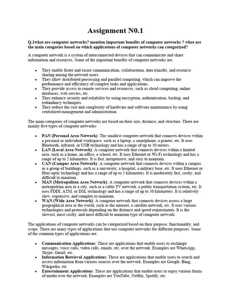 Coputer Network Assignment's | PDF | Computer Network | Local Area Network