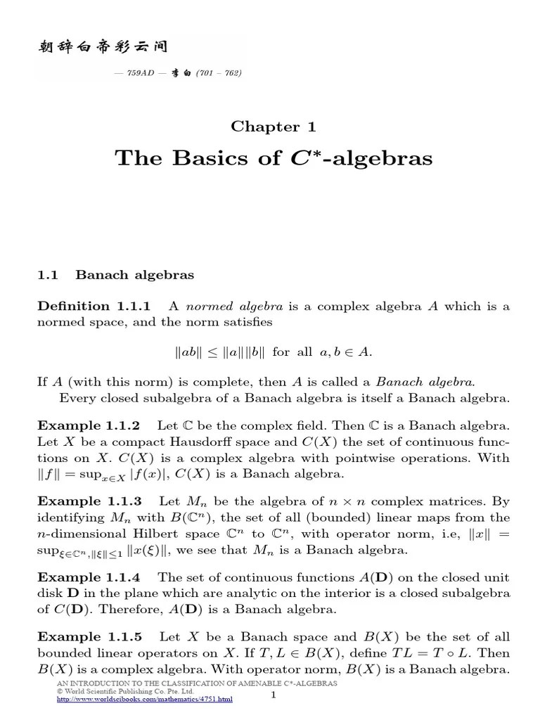 The Basics Of C - Algebras | Download Free PDF | Banach Space | Hilbert ...