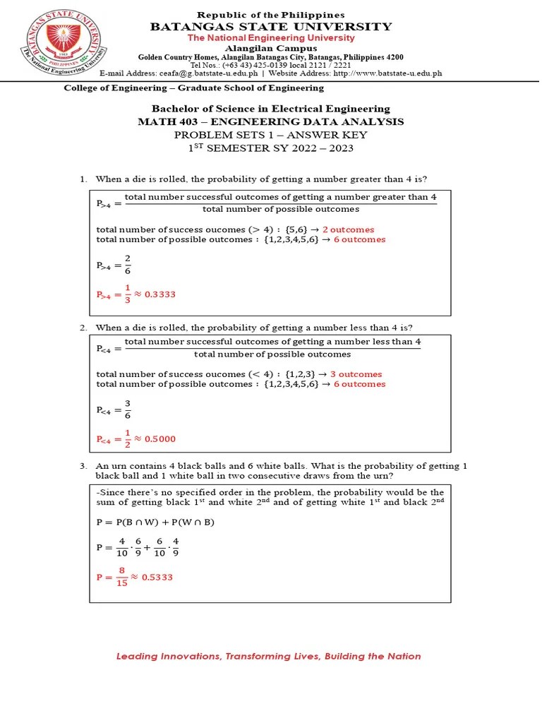 Math 403 Problem Sets 1 - Answer Key | PDF | Science
