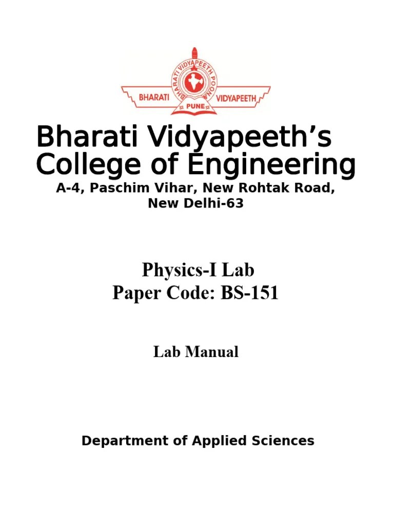 Physics-I, Lab Mannual (Ist Sem) | PDF