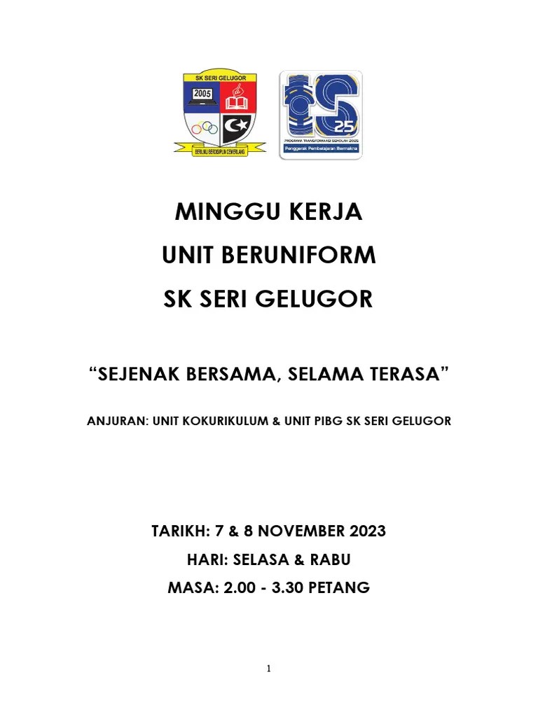 KERTAS KERJA MINGGU KERJA SKSG 2023 | PDF