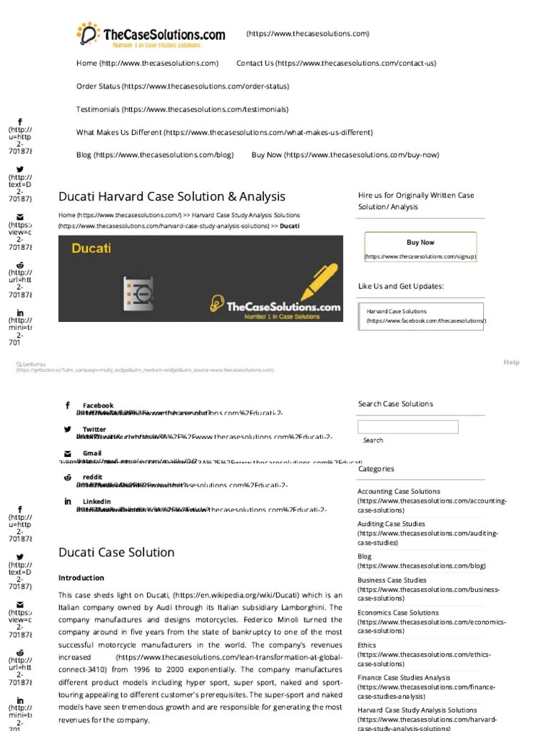 Ducati Case Solution And Analysis, HBR Case Study Solution & Analysis ...