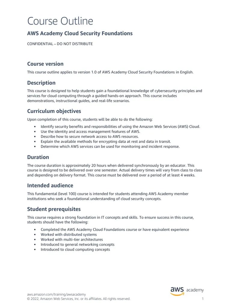 AWS Academy Cloud Security Foundations | PDF