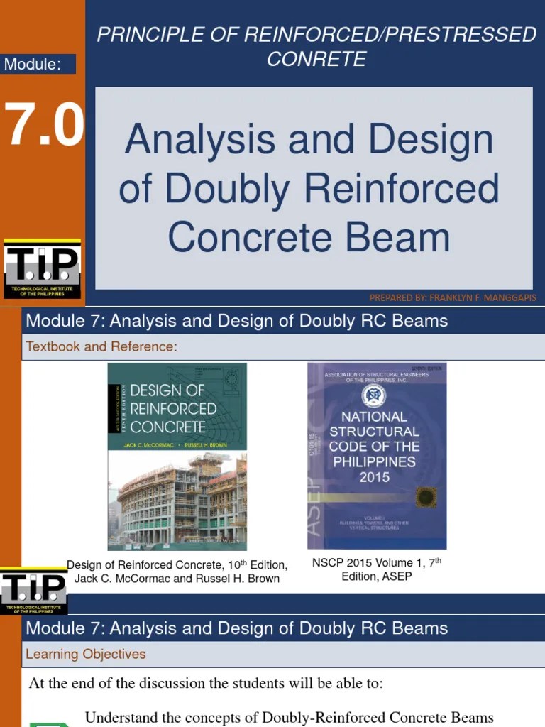 CE015-Module 7 - Analysis And Design Doubly Reinforced Concrete Beam ...