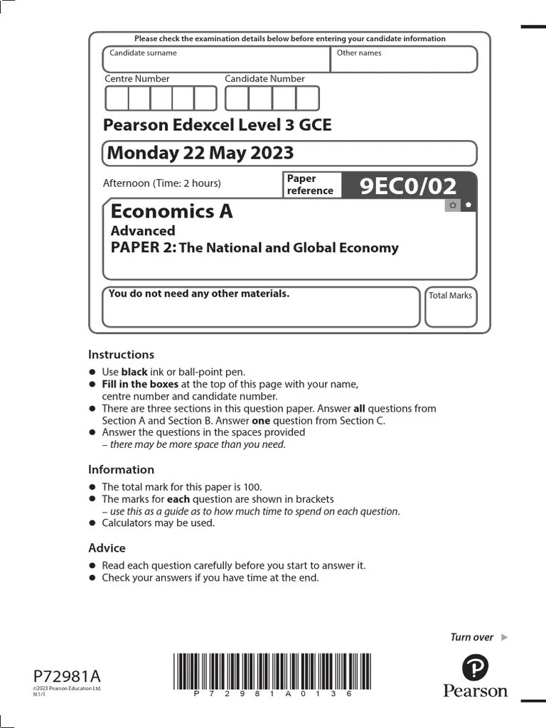 Edexcel A Level Economics A Question Paper 2 June 2023 | PDF | Interest | Consumption (Economics)