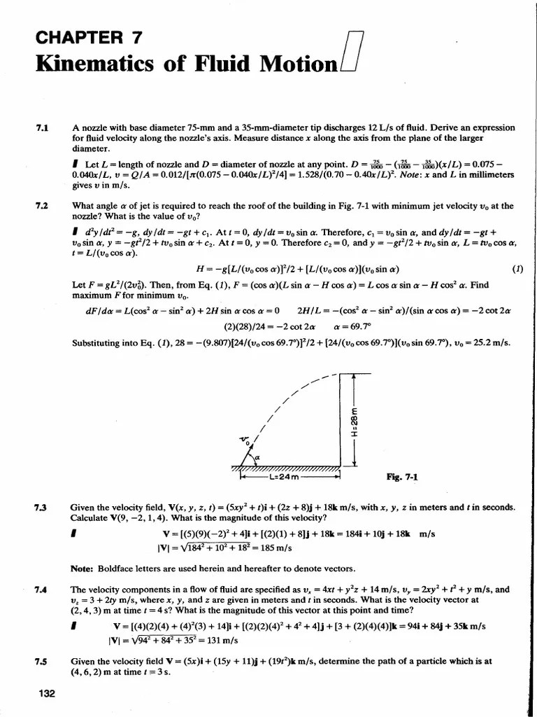 Solved Problems - Fluid Flow - Kinematics Of Fluid Motion | PDF