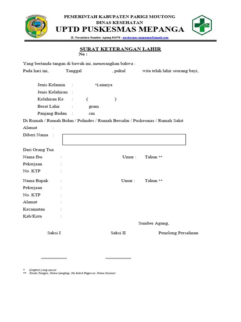 Surat Keterangan Lahir | PDF