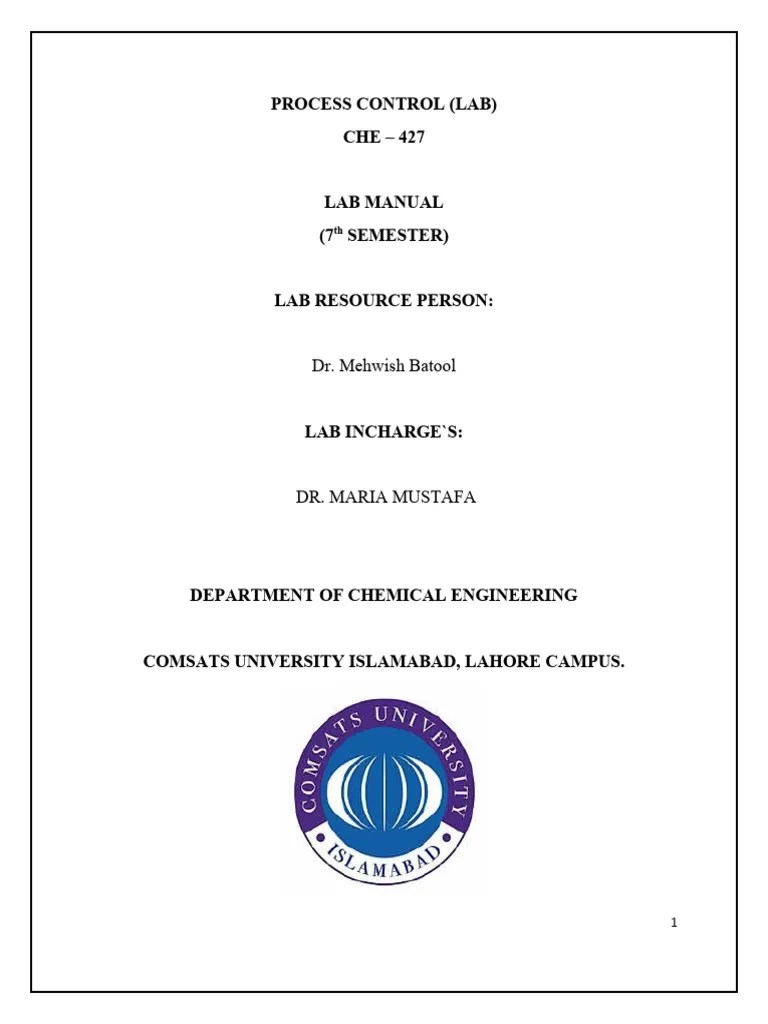 Process Control Lab Manual Students | PDF