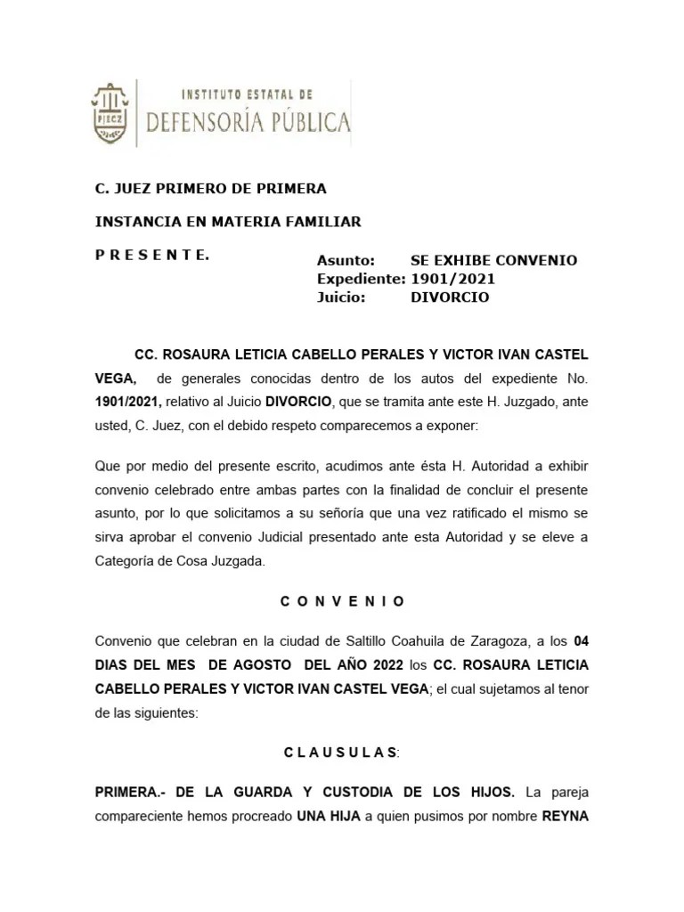 Convenio De Divorcio | PDF | Divorcio | Justicia