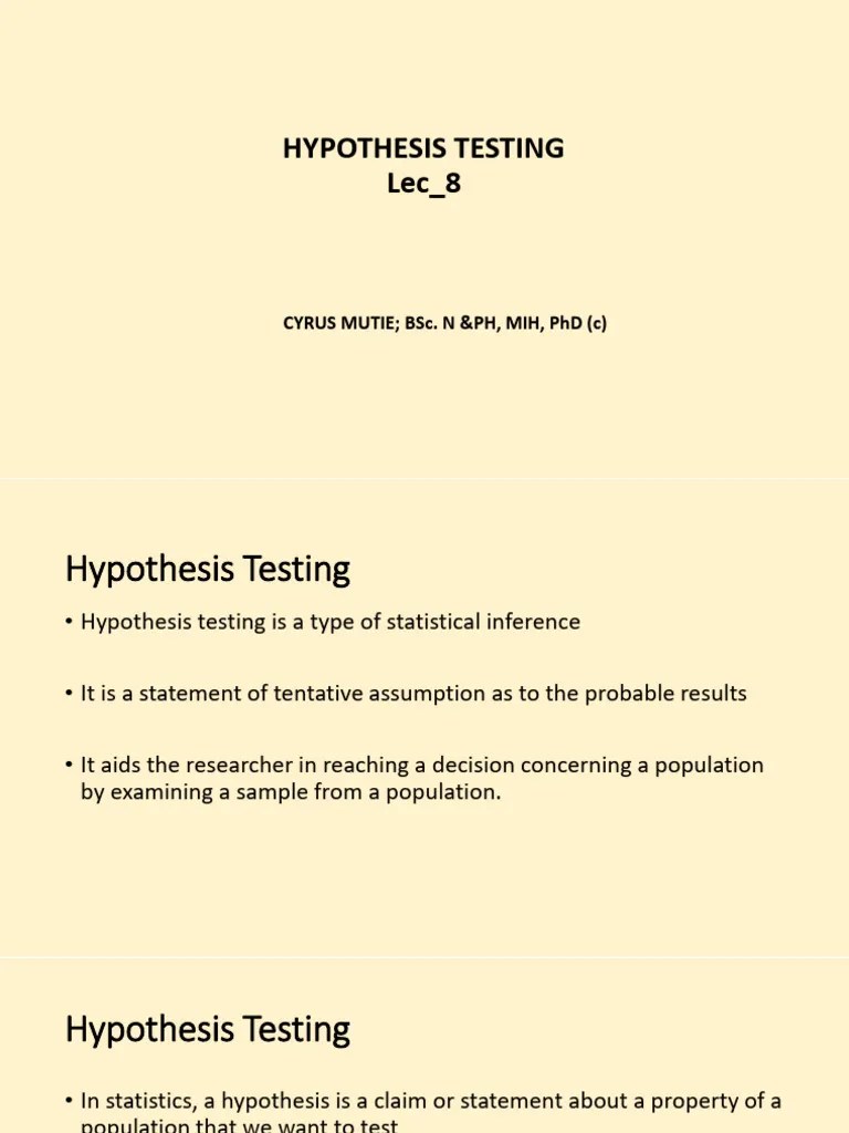 Lec - 8 Hypothesis Testing | Download Free PDF | Type I And Type Ii ...