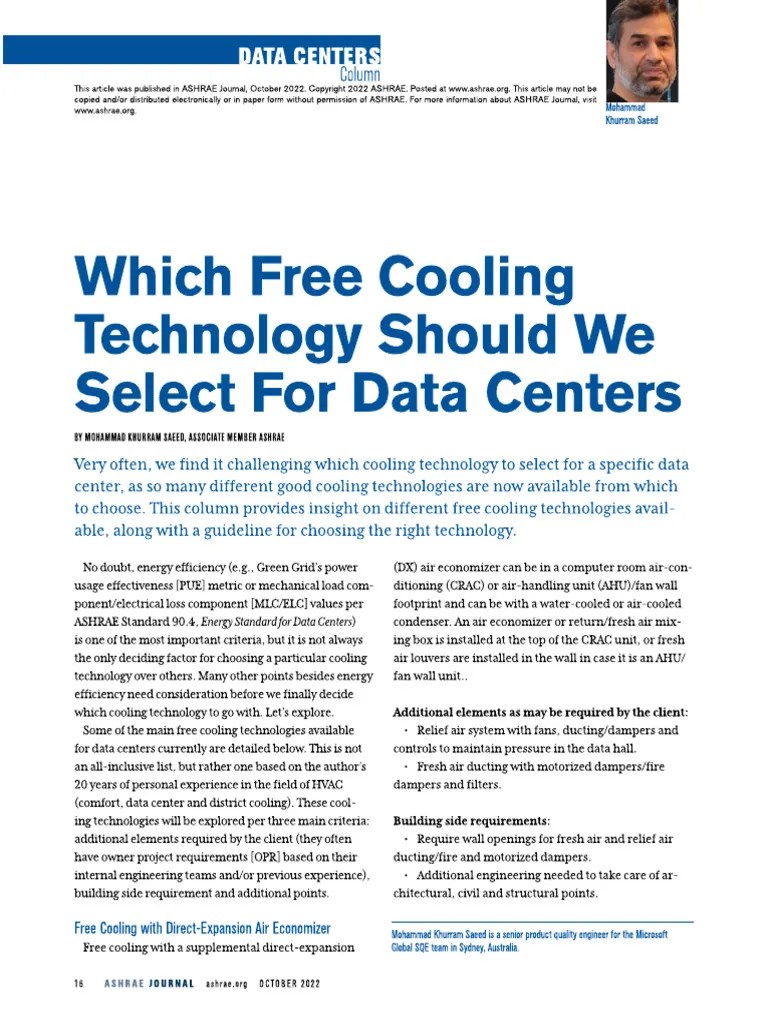 DATA Center Cooling Technologies | PDF