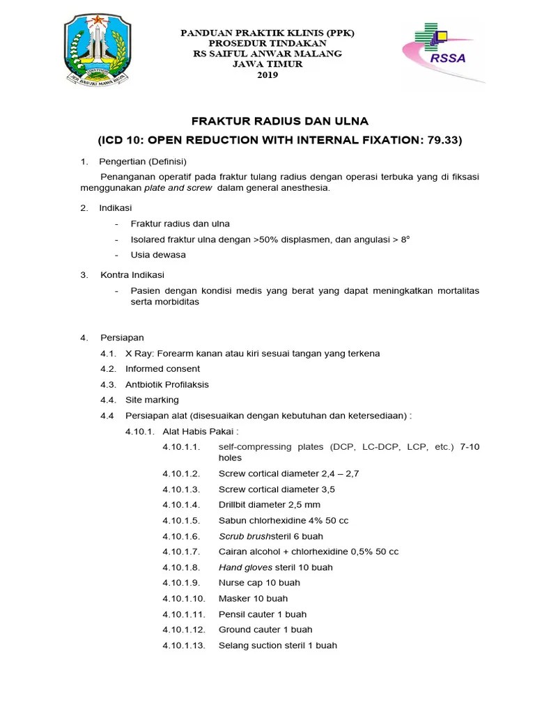 Fraktur Shaft Radius Ulna, Orif | PDF