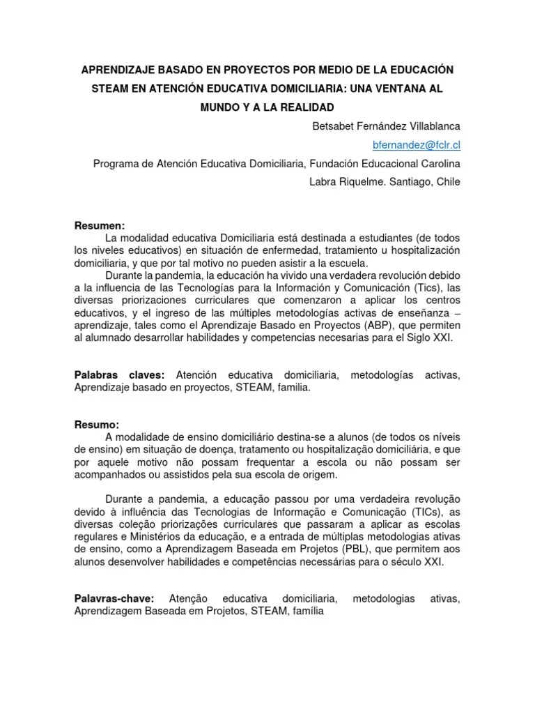 Aprendizaje Basado En Proyectos Por Medio De La Educación Steam En ...