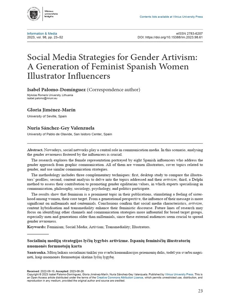 Social Media Strategies For Gender Artivism: A Generation Of Feminist ...