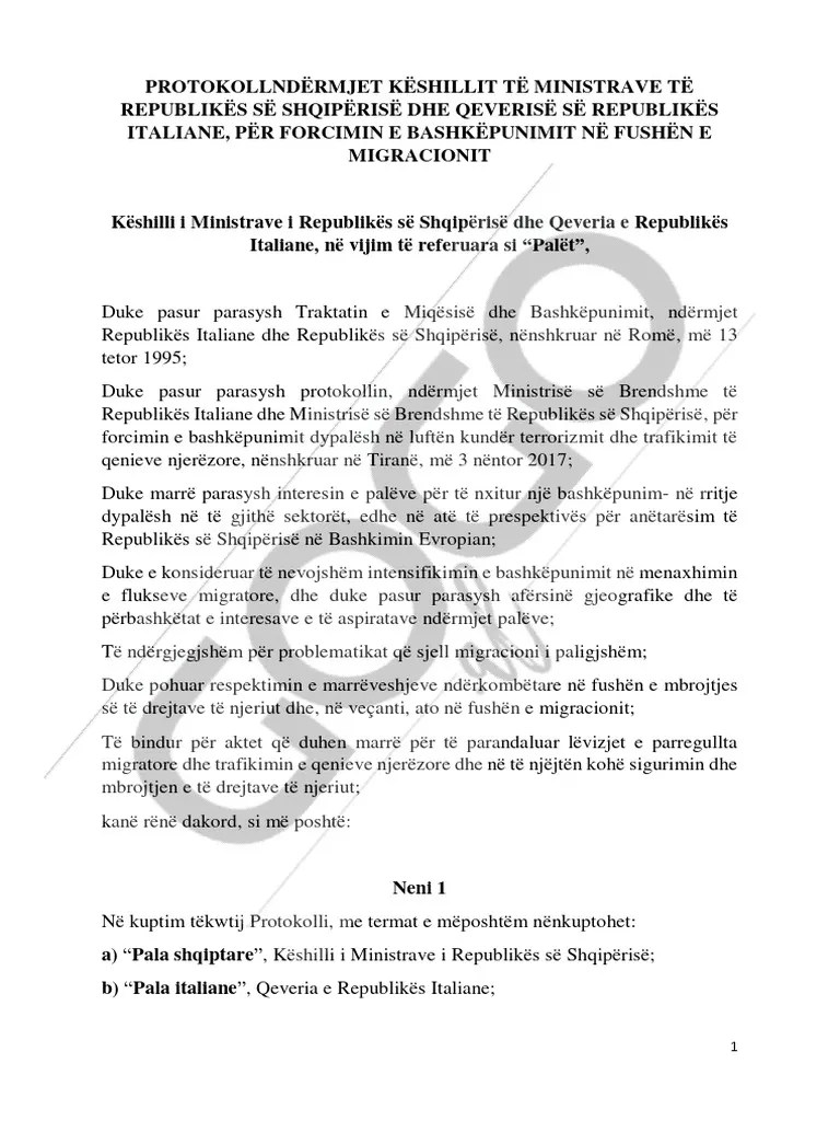 Marreveshja E Shqiperise Me Italine | PDF