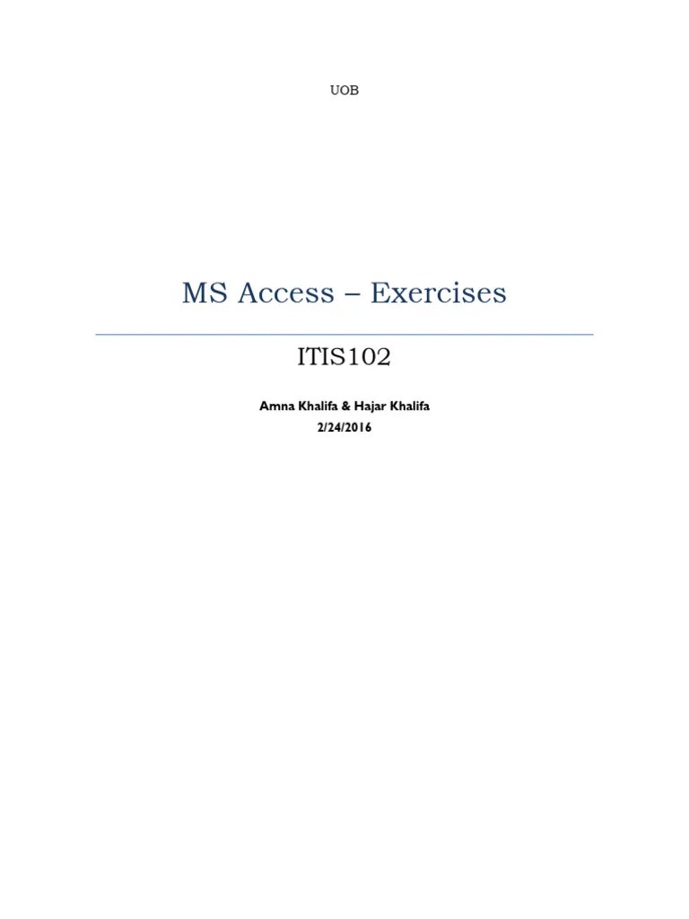 MS Access - Exercises 2nd 2015-2016 | Download Free PDF | Microsoft ...