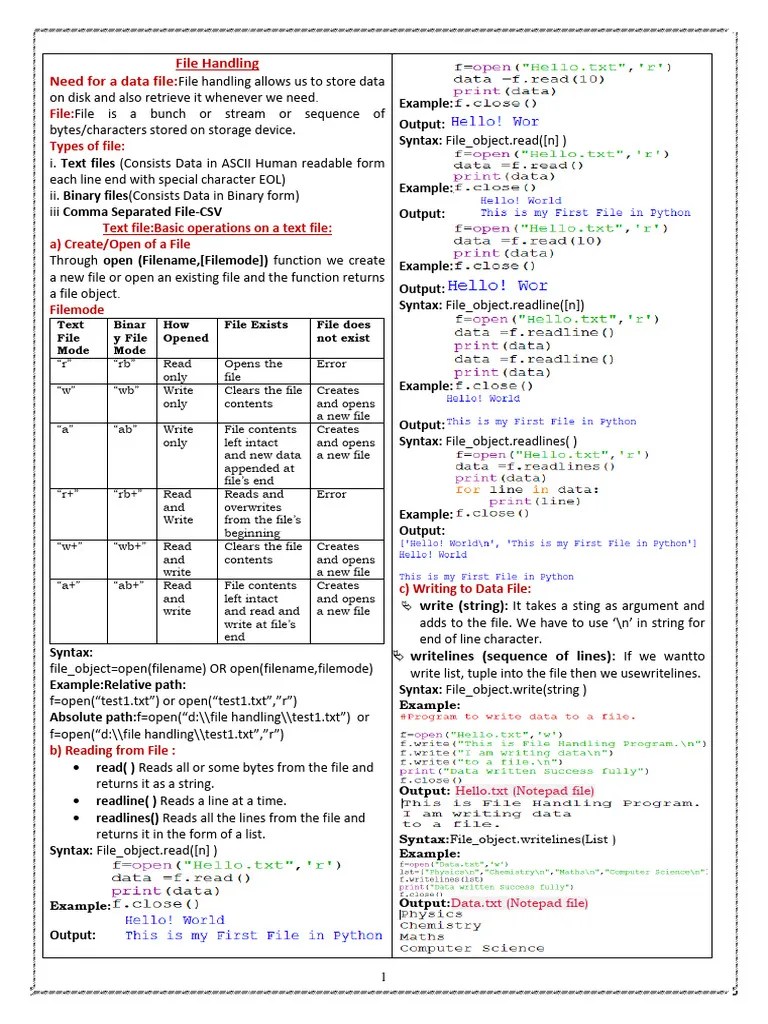 3 Filehandling | PDF | Computer File | Text File