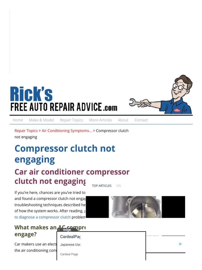 Compressor Clutch Not Engaging - Ricks Free Auto Repair Advice Ricks ...
