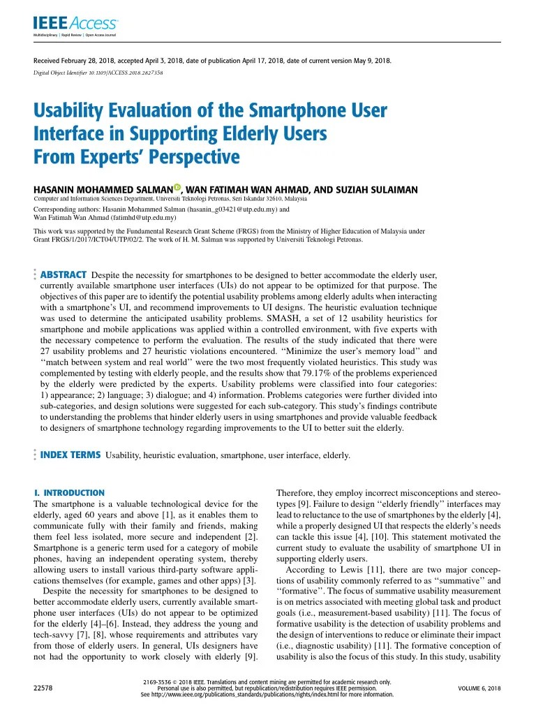 Usability Evaluation Of The Smartphone User Interface In Supporting Elderly Users From Experts ...