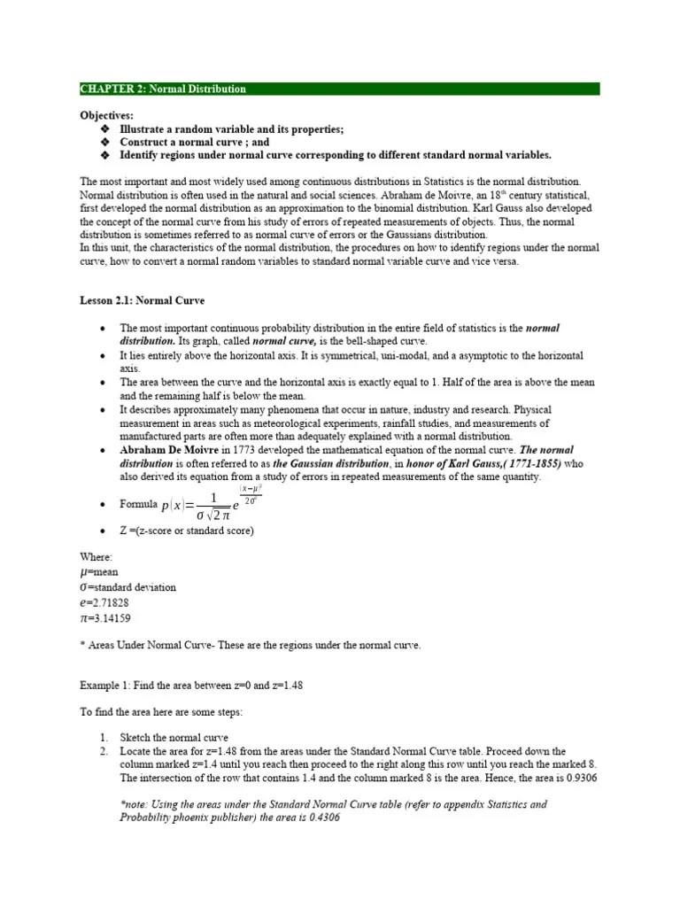 Module 2 | PDF | Standard Score | Normal Distribution
