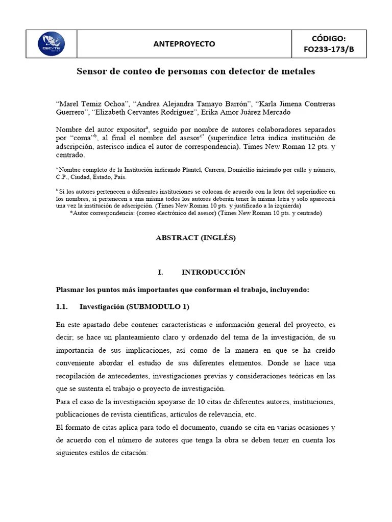 Formato De Anteproyecto | PDF | Conocimiento | Science