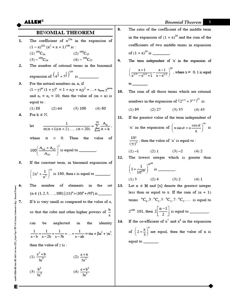 Binomial Theorem | PDF | Abstract Algebra | Complex Analysis