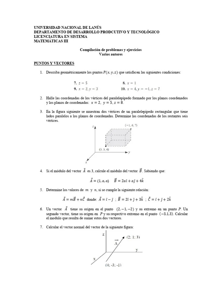 Guía Espacio Tridimensional 1 - 2021 | PDF | Vector Euclidiano | Ecuaciones
