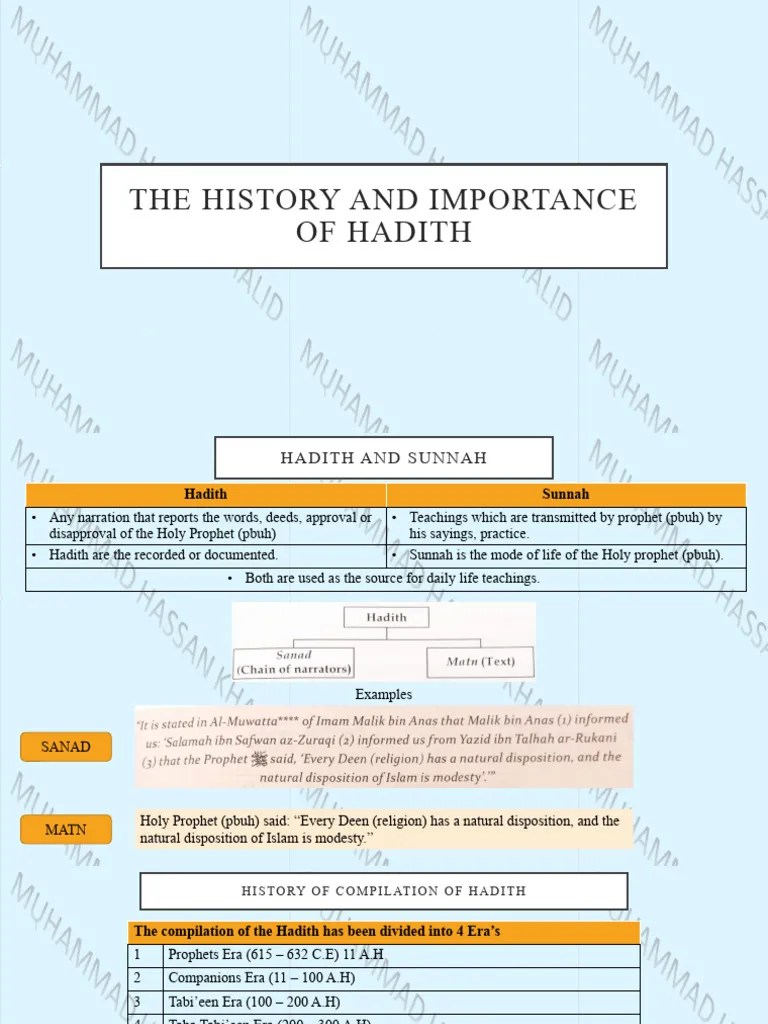 History And Importance Of Hadith | PDF | Hadith | Sharia