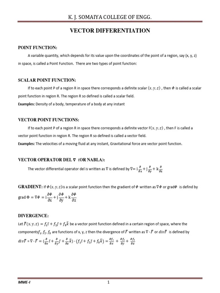 Vectors Differentiation | Download Free PDF | Euclidean Vector ...