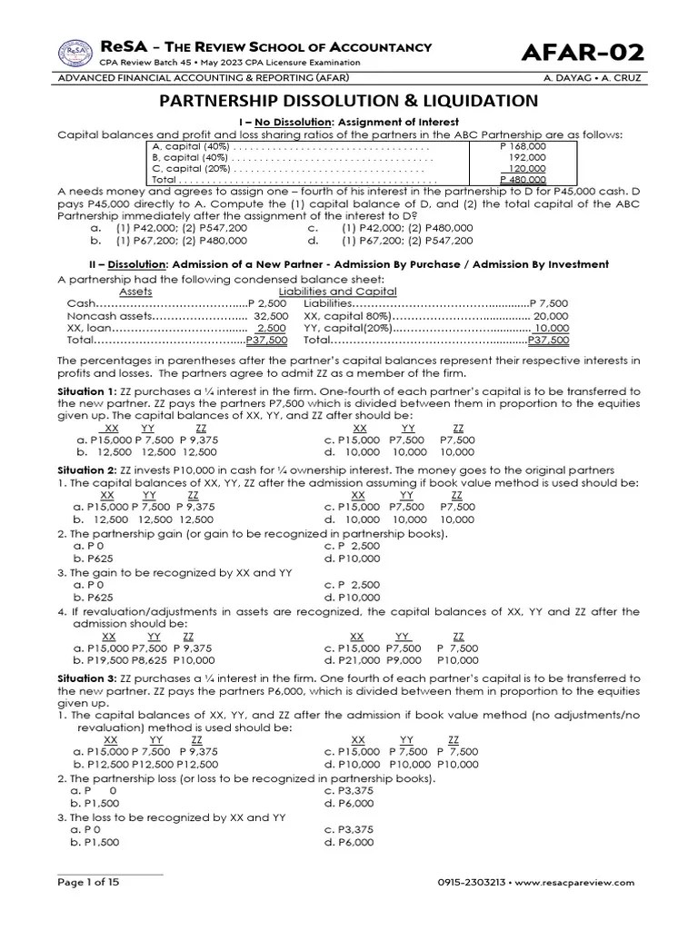 AFAR-02 (Partnership Dissolution & Liquidation) | PDF | Balance Sheet ...