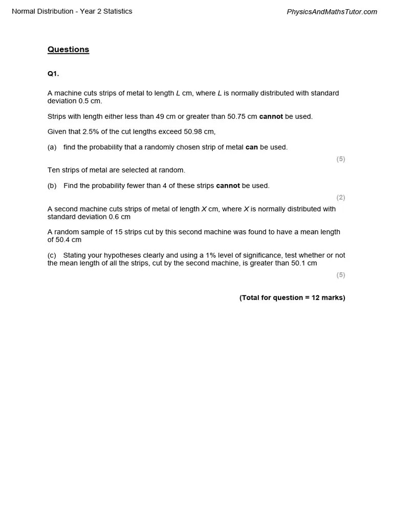 Normal Distribution Q2 | PDF | Normal Distribution | Statistics
