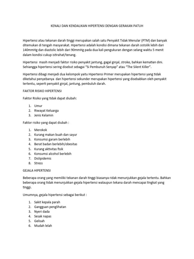 Cegah Dan Kendalikan Hipertensi Dengan Gerakan Patuh | PDF
