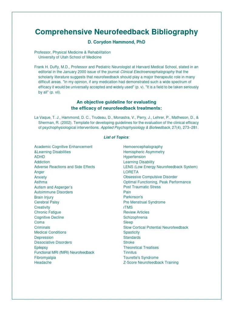 Comprehensive Neurofeedback Bibliography | PDF | Neurofeedback | Epilepsy