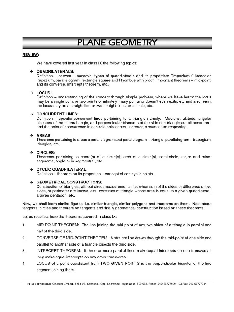Plane Geometry | PDF | Circle | Triangle