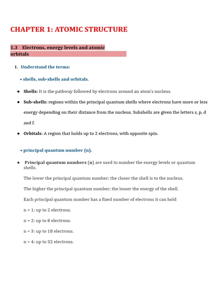 Chapter 1 - Atomic Structure | PDF