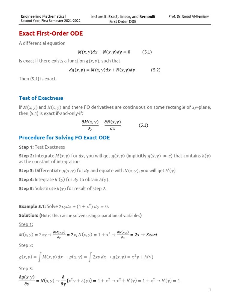 Lecture 5 16 11 2021 | Download Free PDF | Ordinary Differential ...