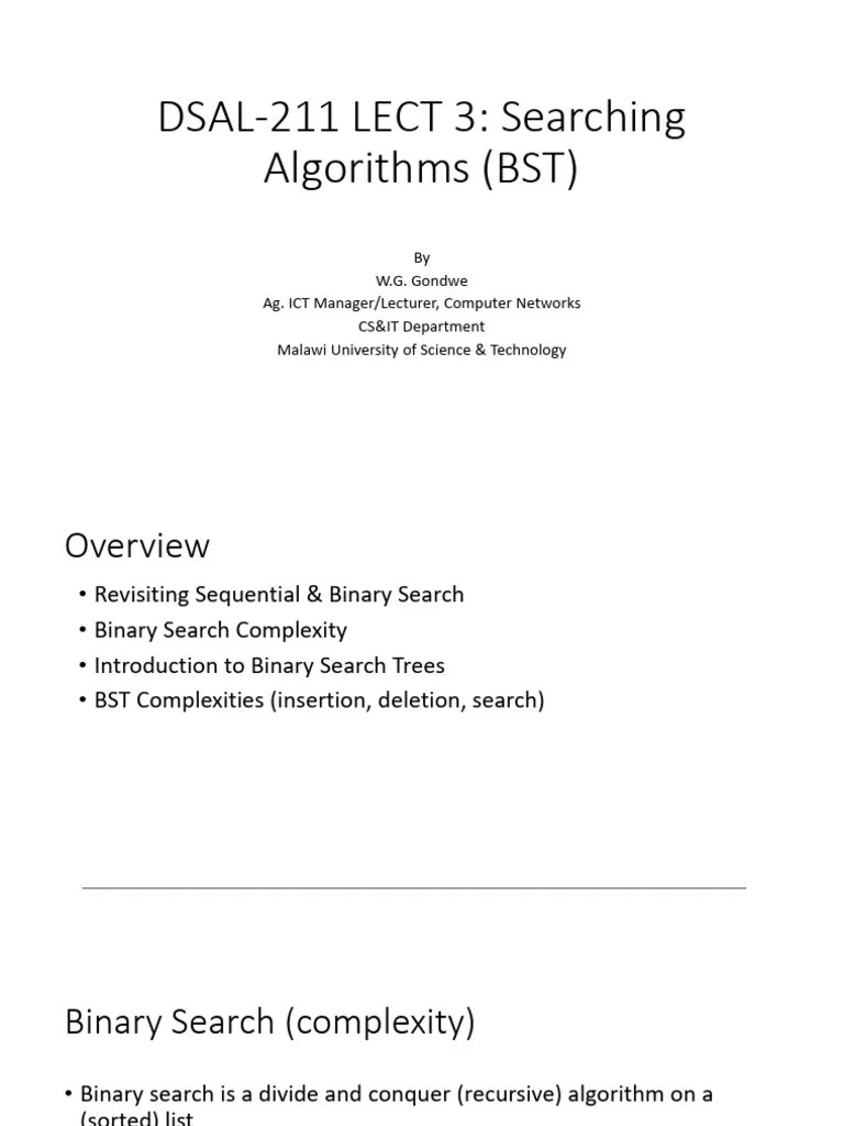 DSAL-211-Lecture 4 - Searching Algorithms | PDF | Mathematical Logic ...