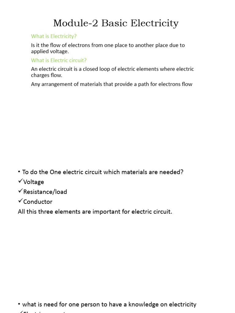 Module-2 Basic Electricity | PDF | Series And Parallel Circuits ...